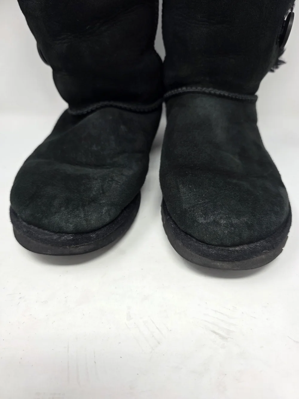UGG Australia Bailey Button Triplet Boots Womens Black Suede Shearling Tall 9